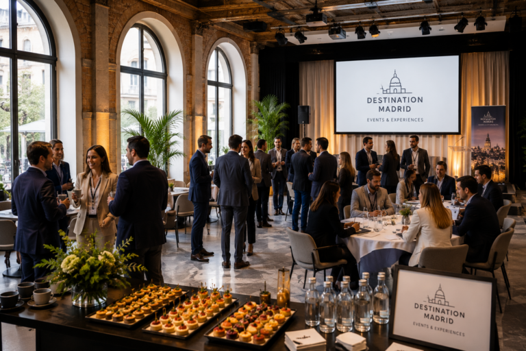 Événement corporate organisé à Madrid sur un rooftop