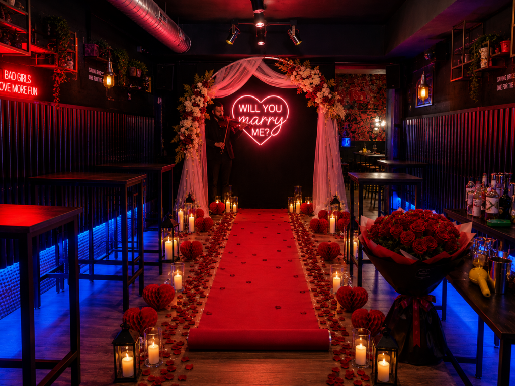Bar privatisé — Demande en mariage unique, Madrid
