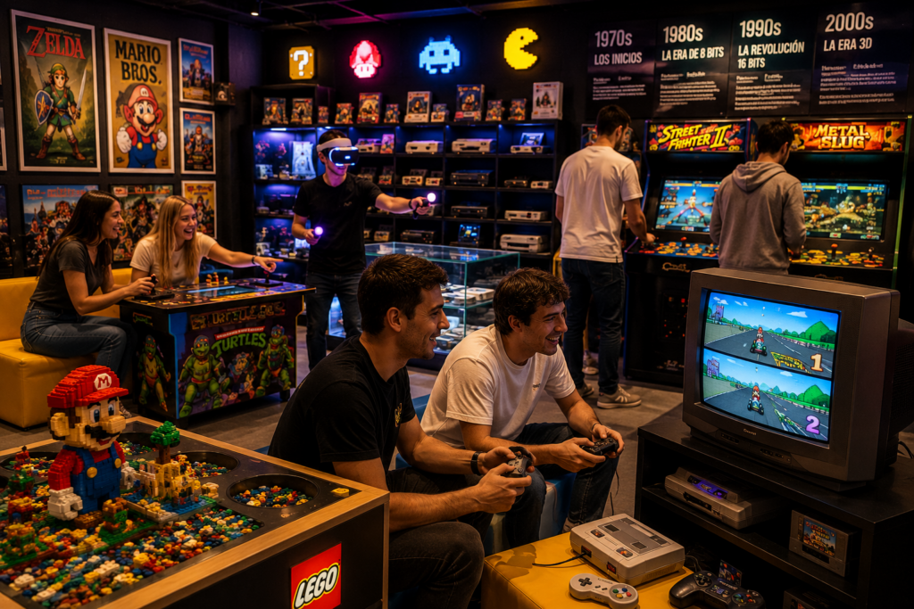Musée du jeu vidéo à Madrid avec consoles rétro, arcade illimitée et réalité virtuelle