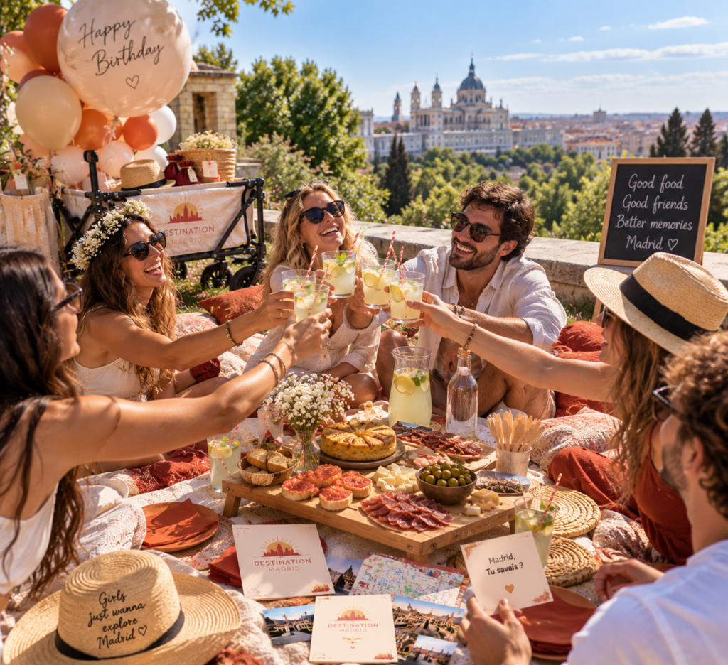 Pique-nique à Madrid avec spécialités espagnoles et jeux